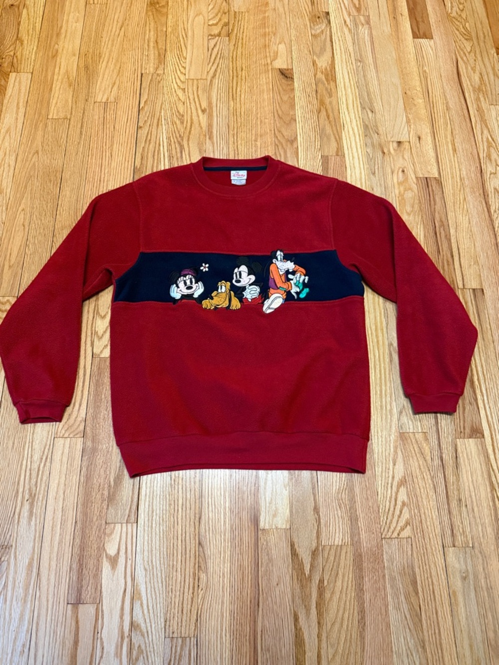 Disney Store Sweatshirt Mens Mickey Minnie Embroidered Thick Vintage Fleece S